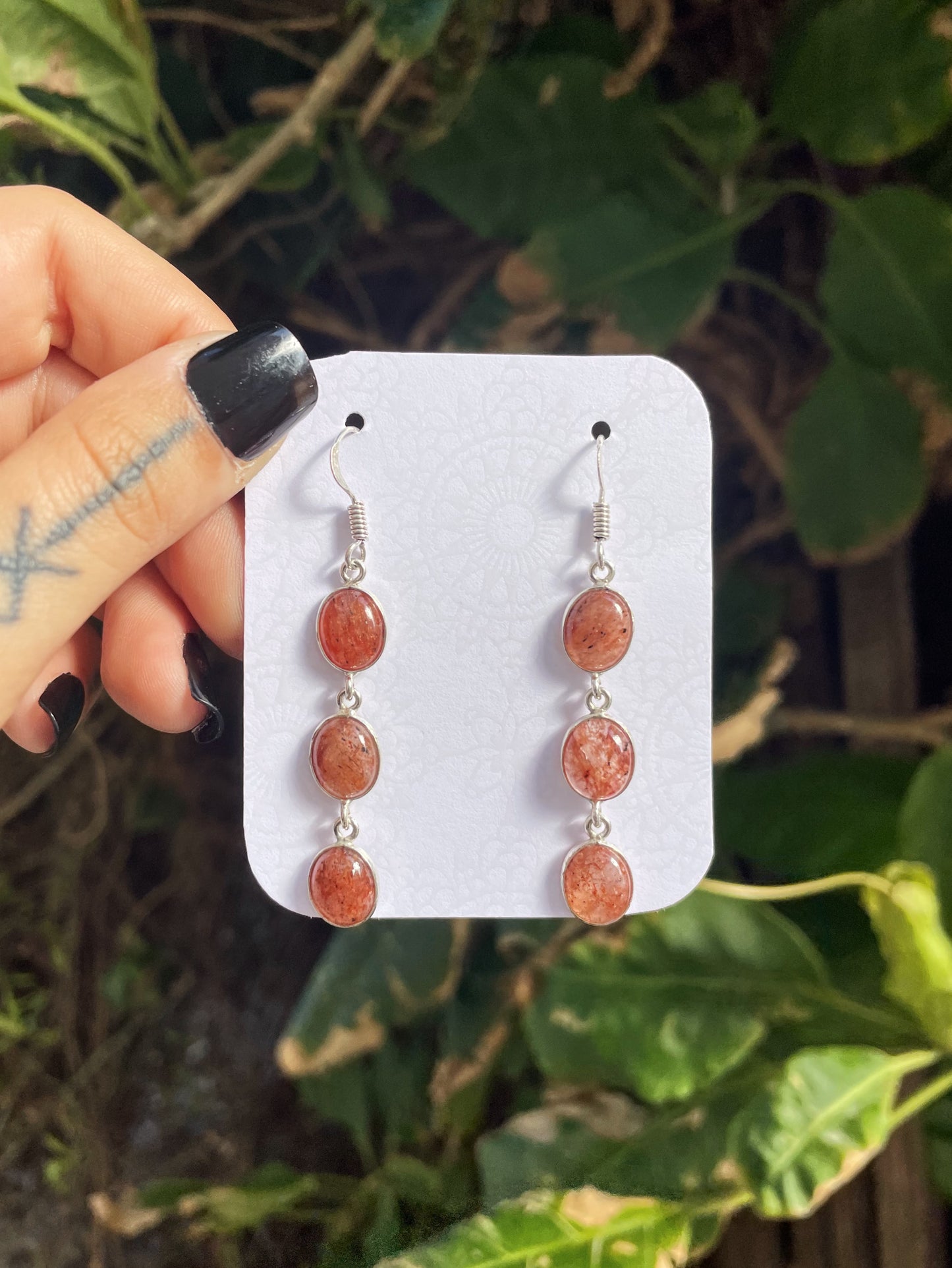 Sunstone Silver Earrings
