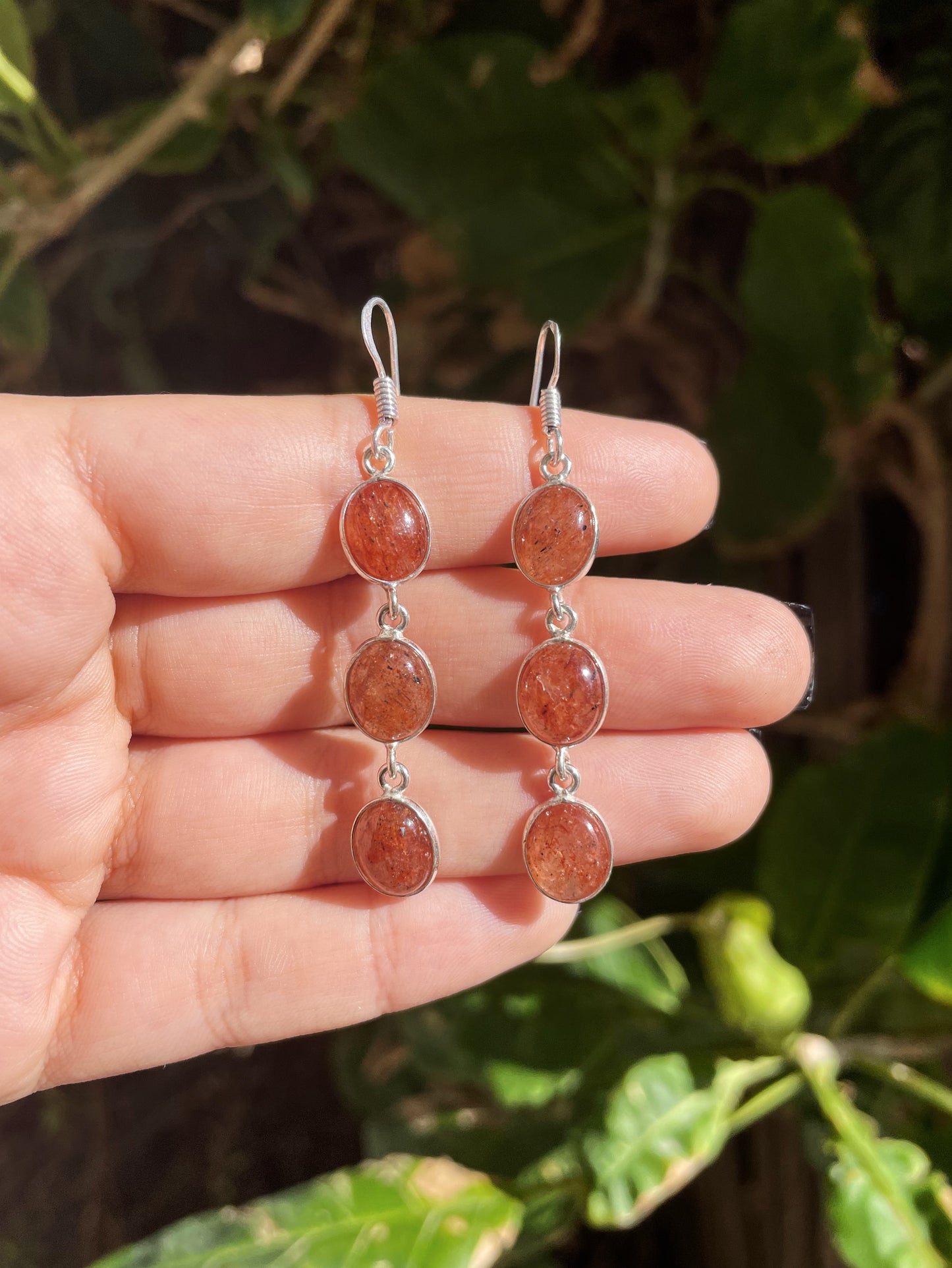 Sunstone Silver Earrings