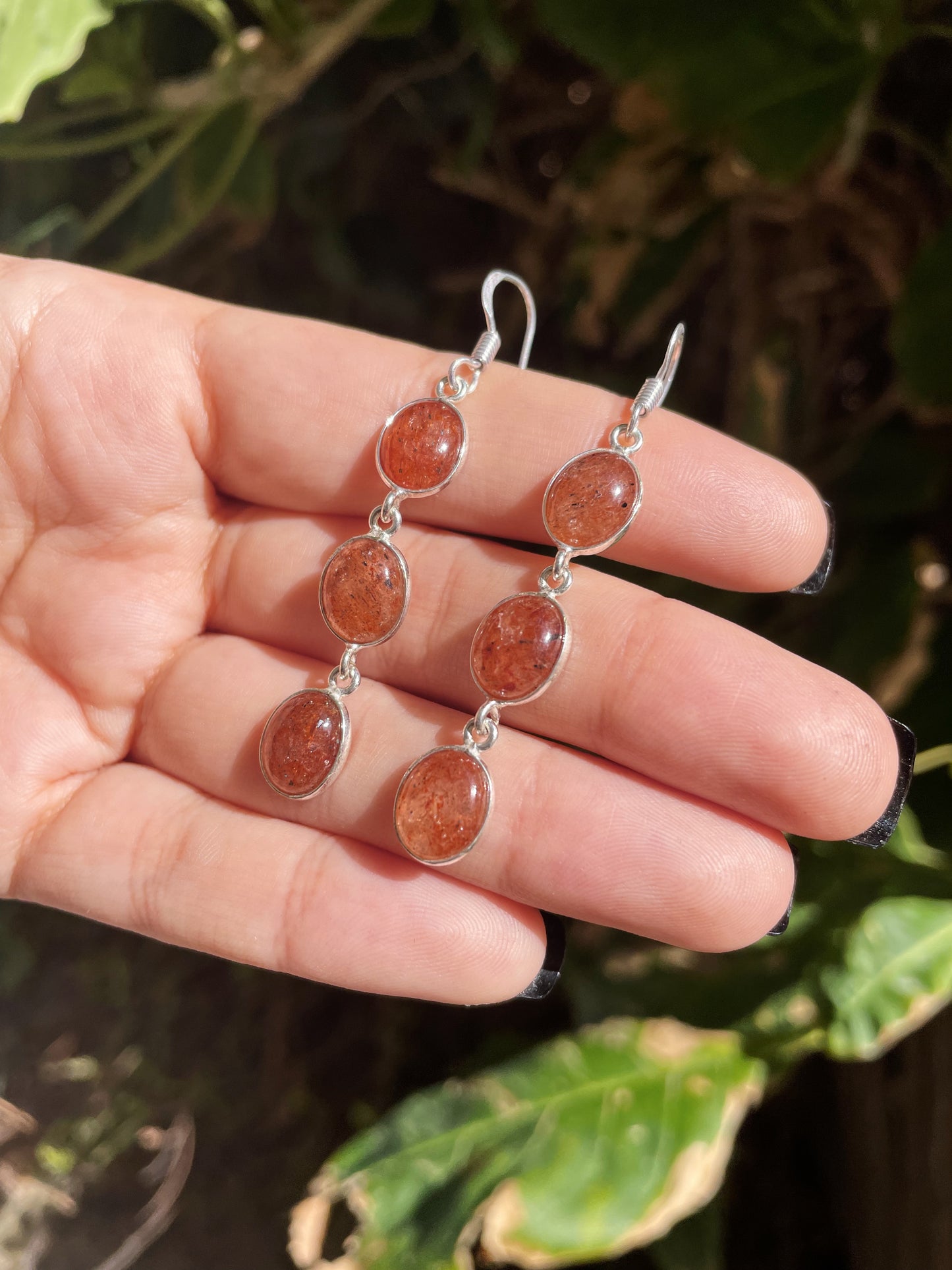 Sunstone Silver Earrings