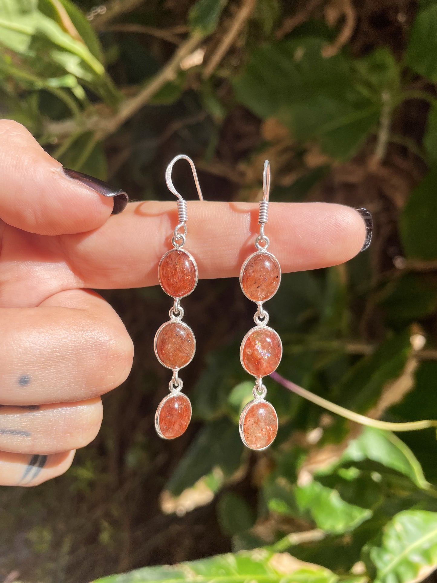 Sunstone Silver Earrings