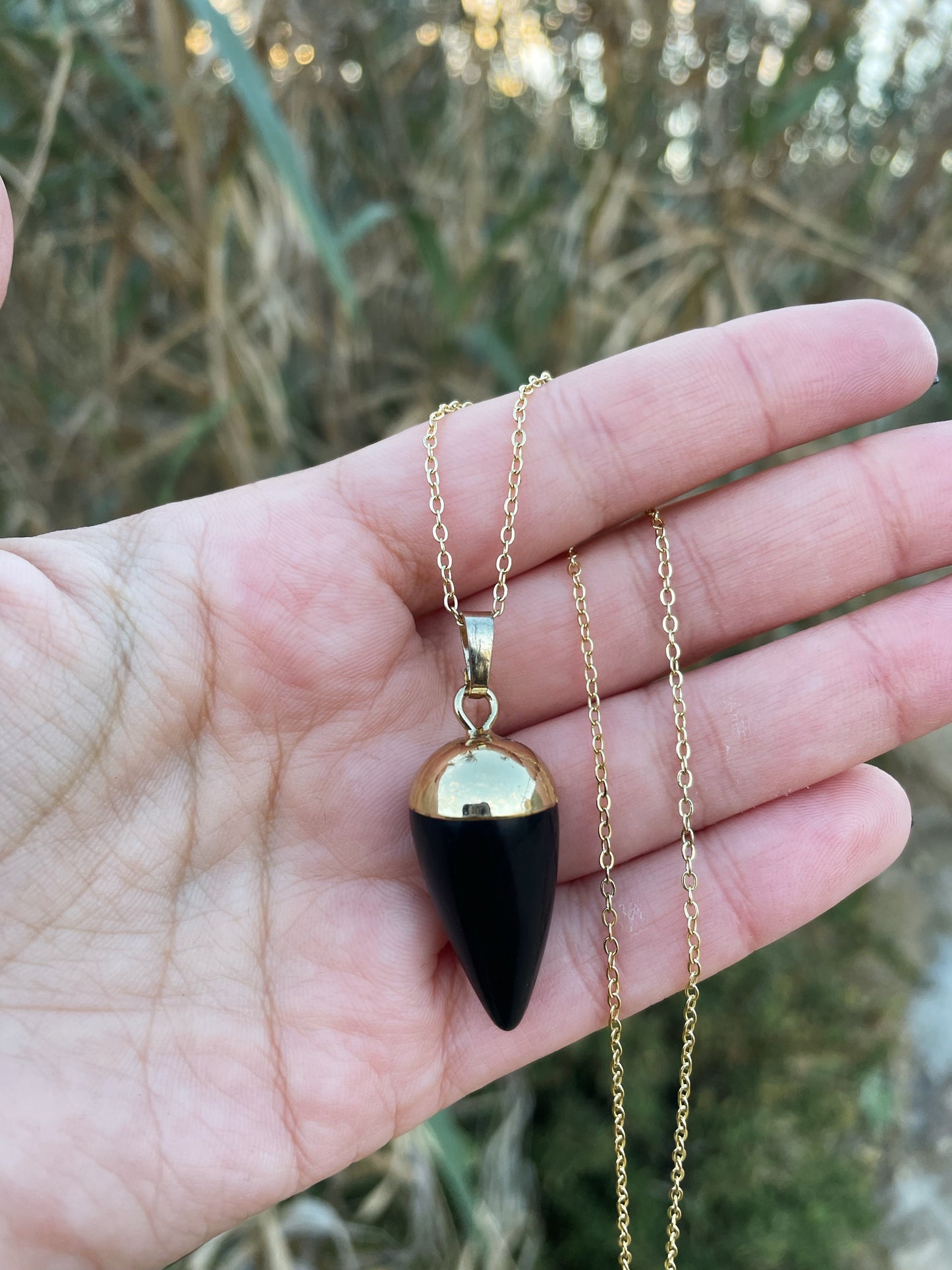 Black Onyx Gold Necklace