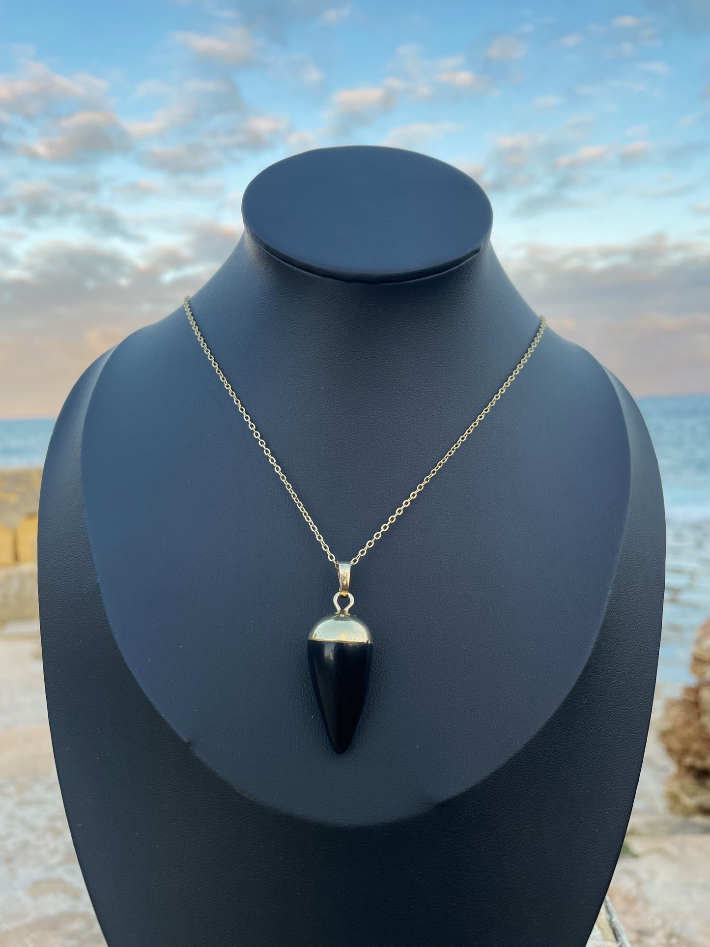 Black Onyx Gold Necklace