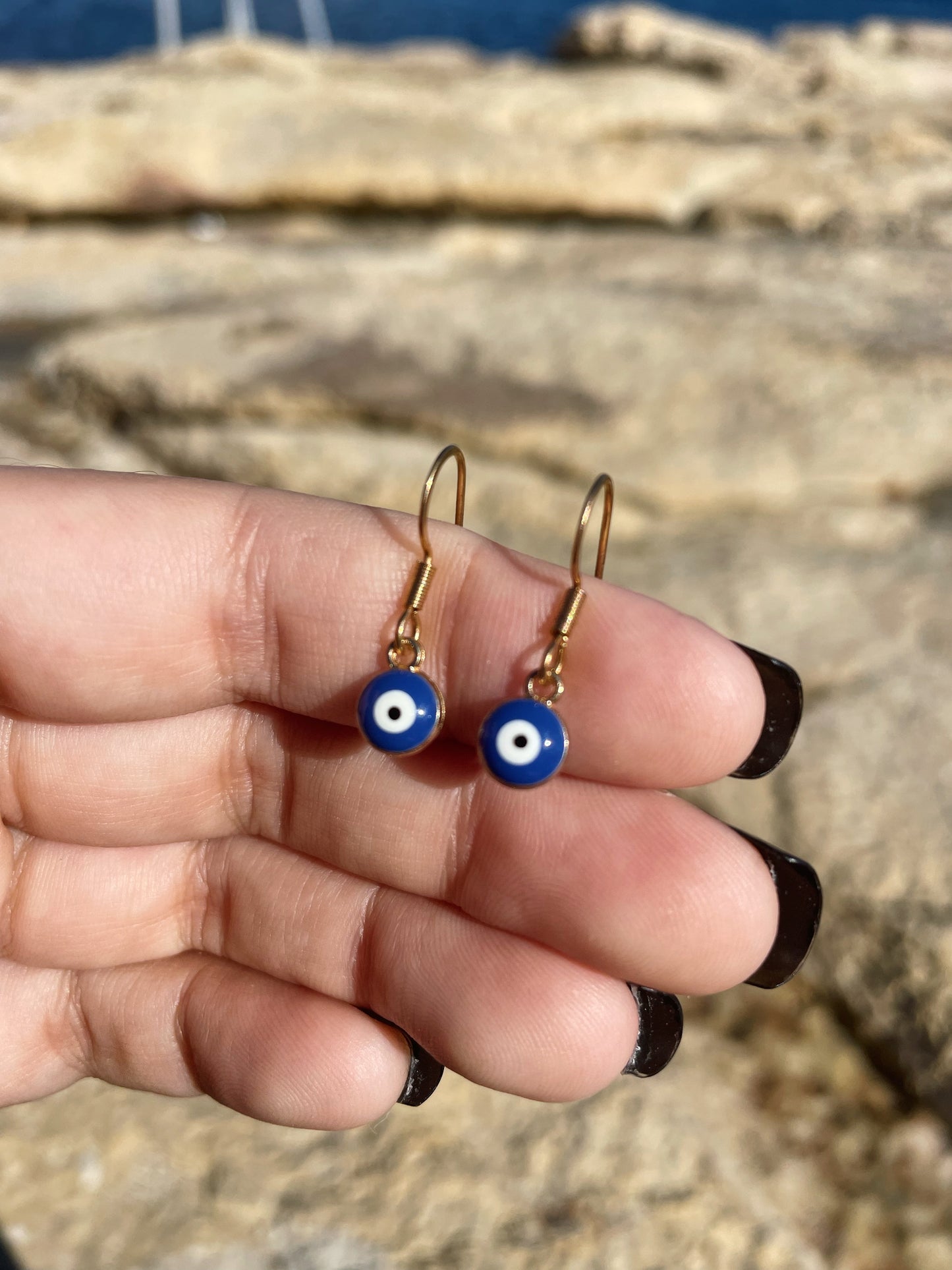 Evil Eye Dainty Gold Earrings