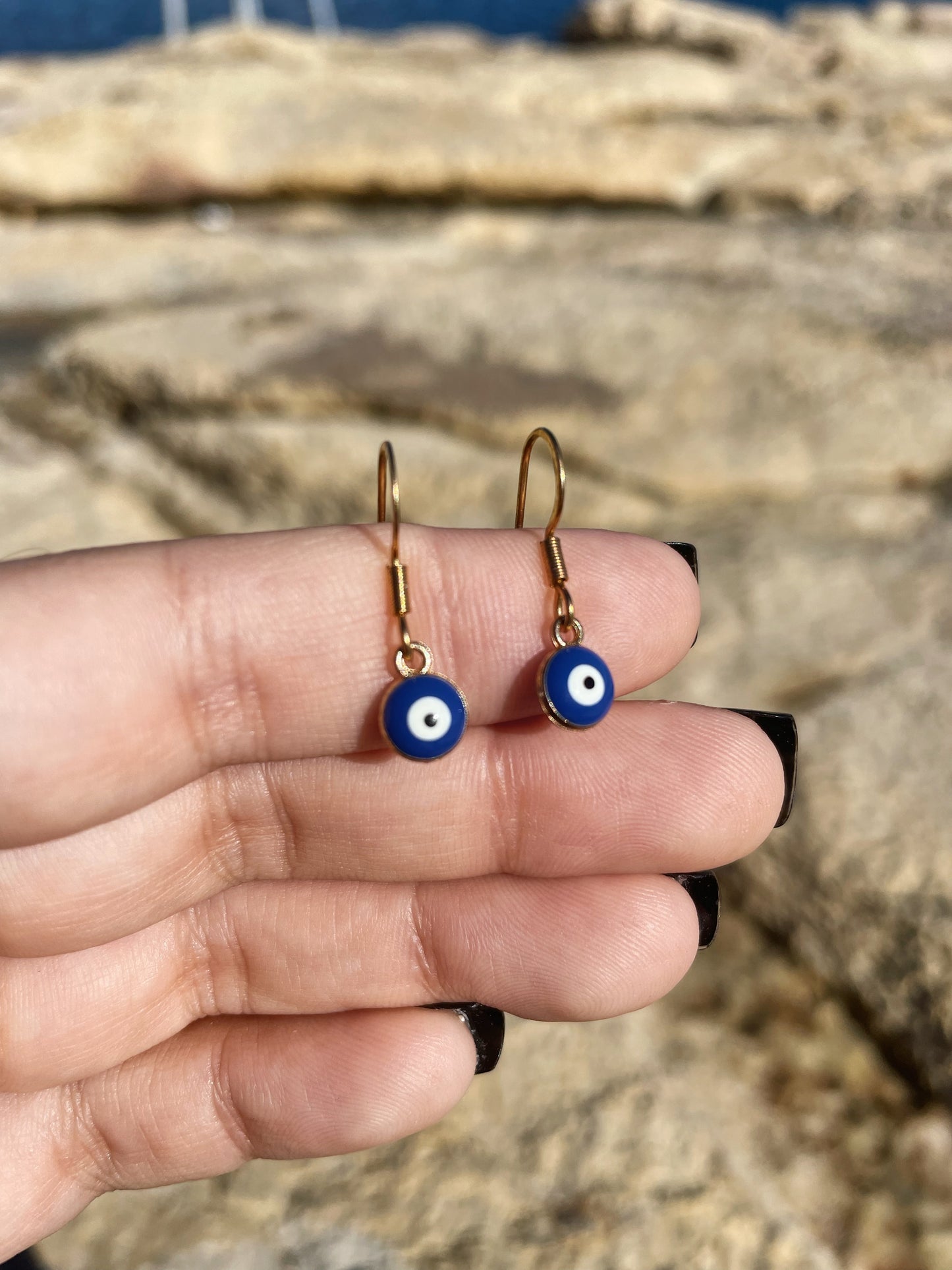 Evil Eye Dainty Gold Earrings