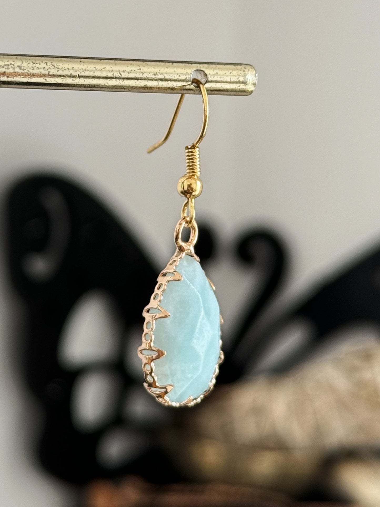 Aventurine Teardrop Gold Earrings