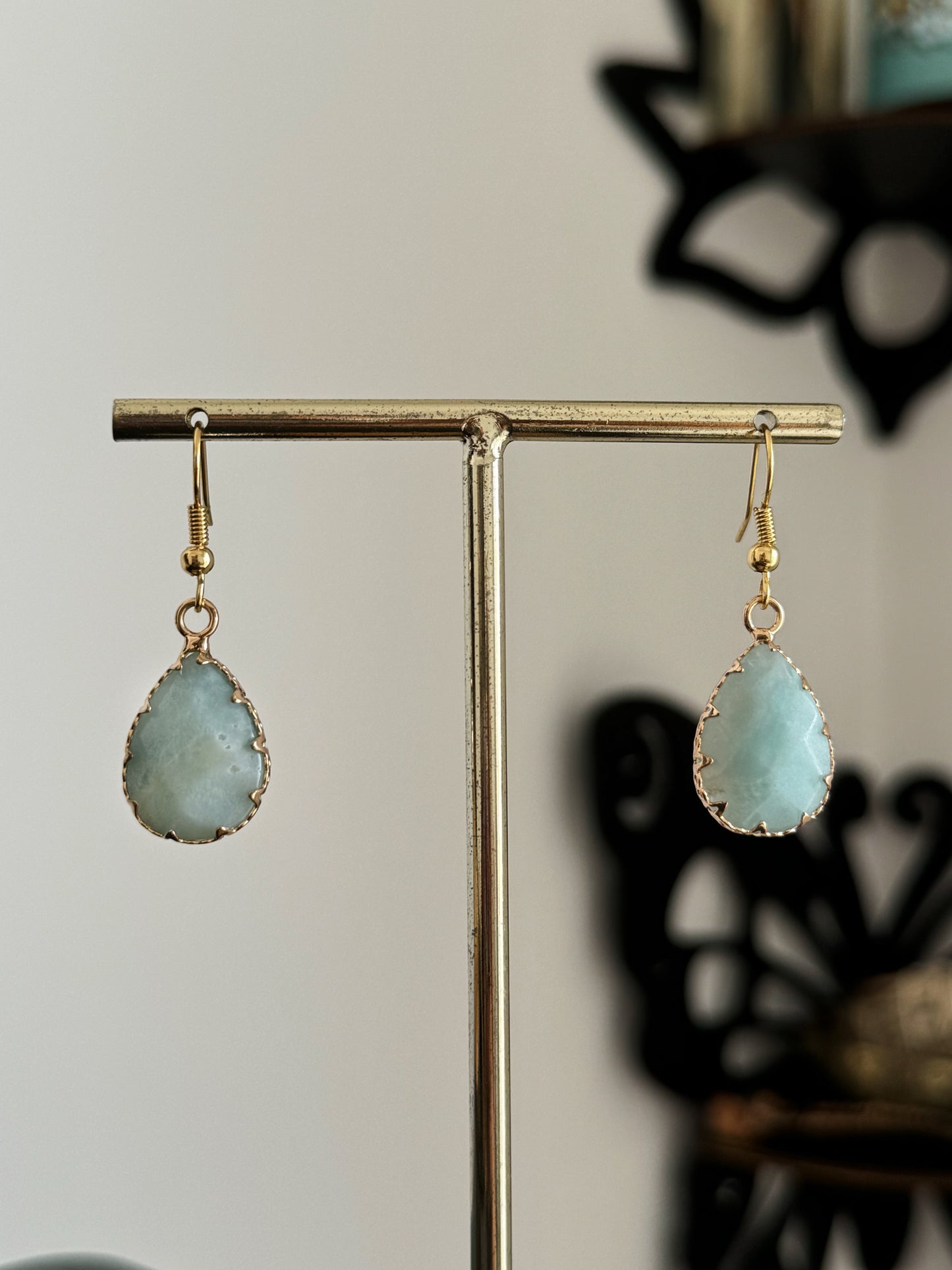 Aventurine Teardrop Gold Earrings