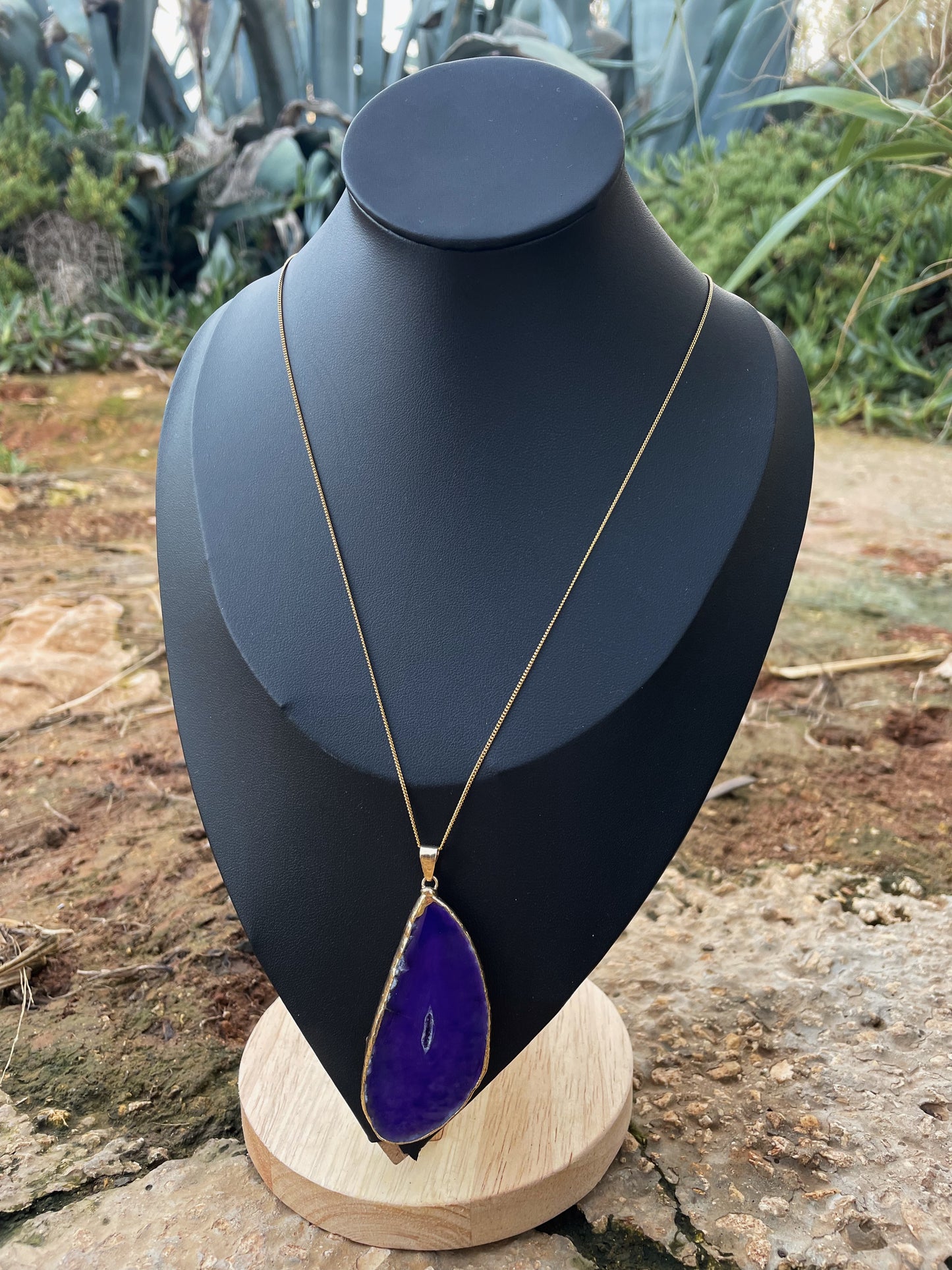 Purple Agate Gold Necklace