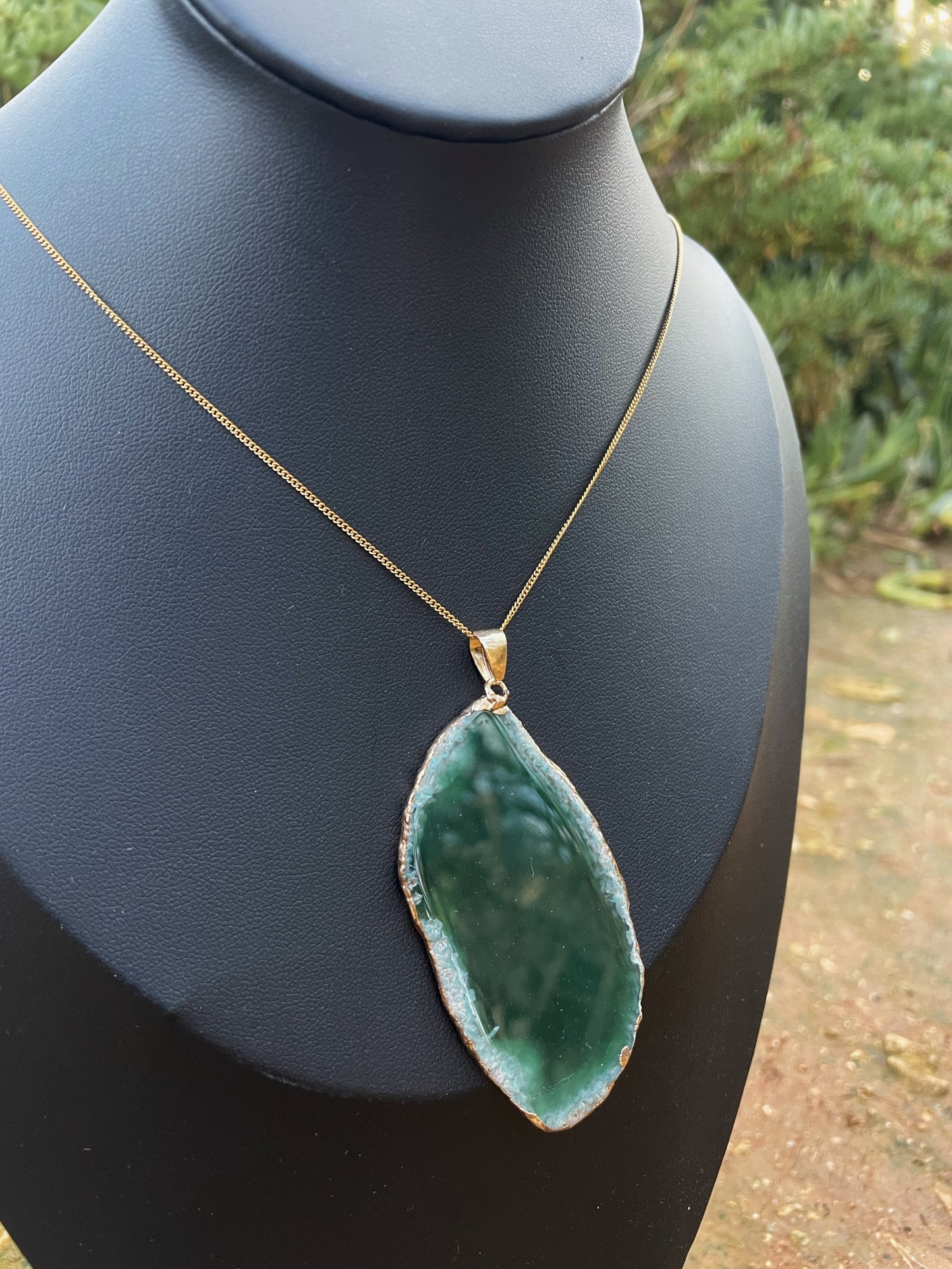 Green Agate Gold Necklace