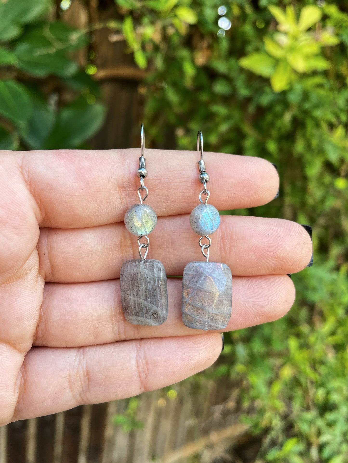 Labradorite Silver, Gold Earrings, 2 Tier Mixed︱ Repurposed