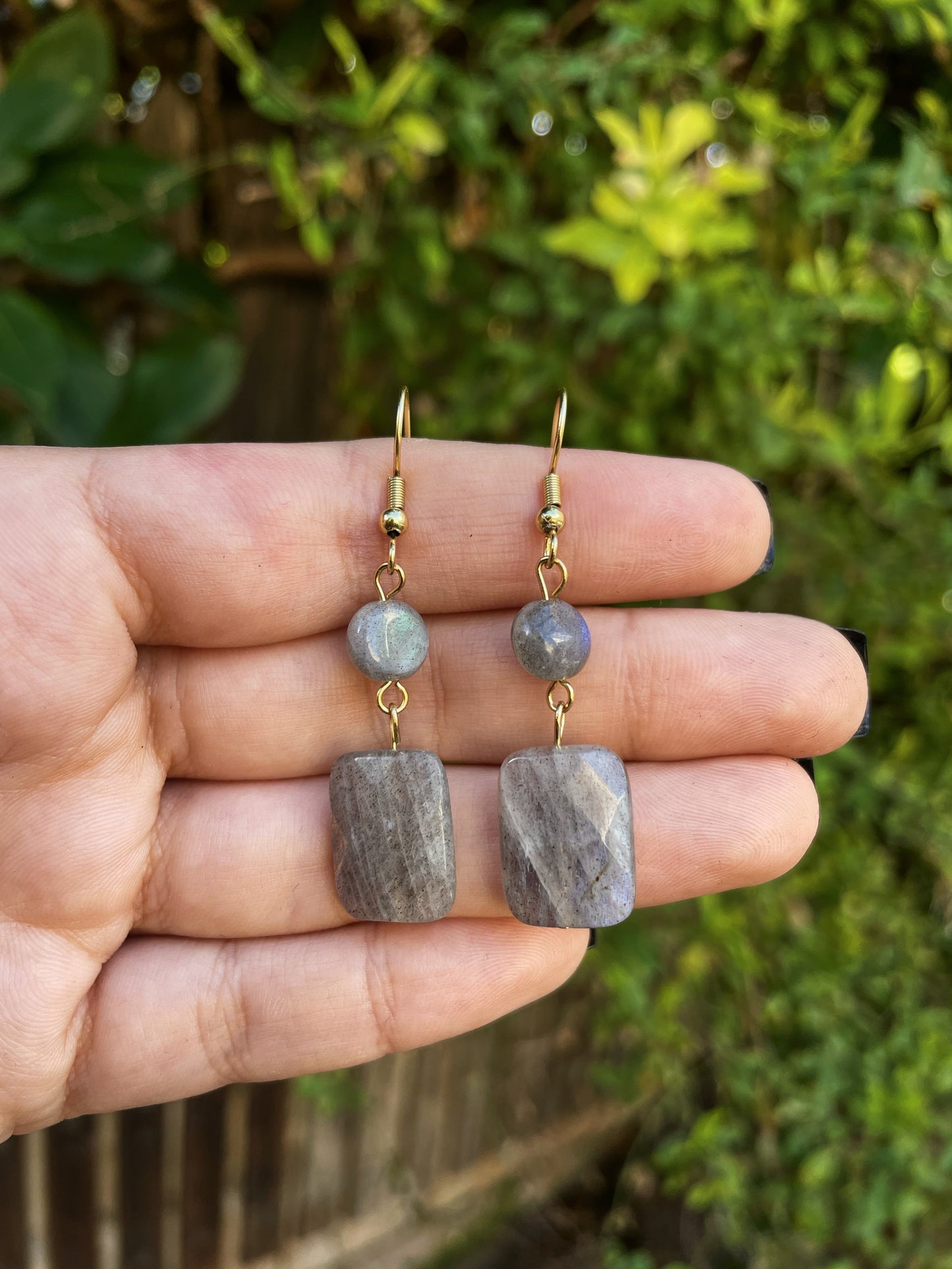 Labradorite Silver, Gold Earrings, 2 Tier Mixed︱ Repurposed