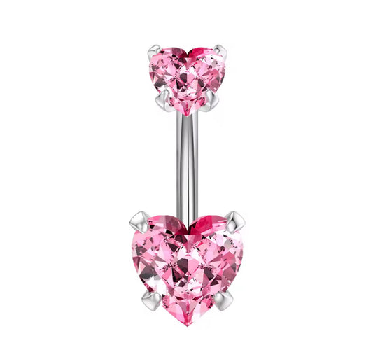 Heart Belly Ring, Pink