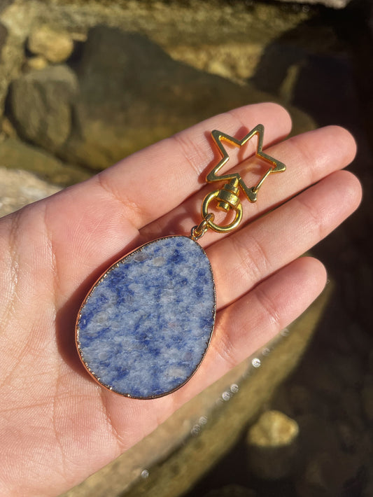 Blue Sodalite Gold, Star Ring Keychain