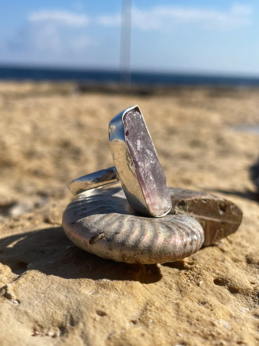 Chevron Amethyst Silver Ring