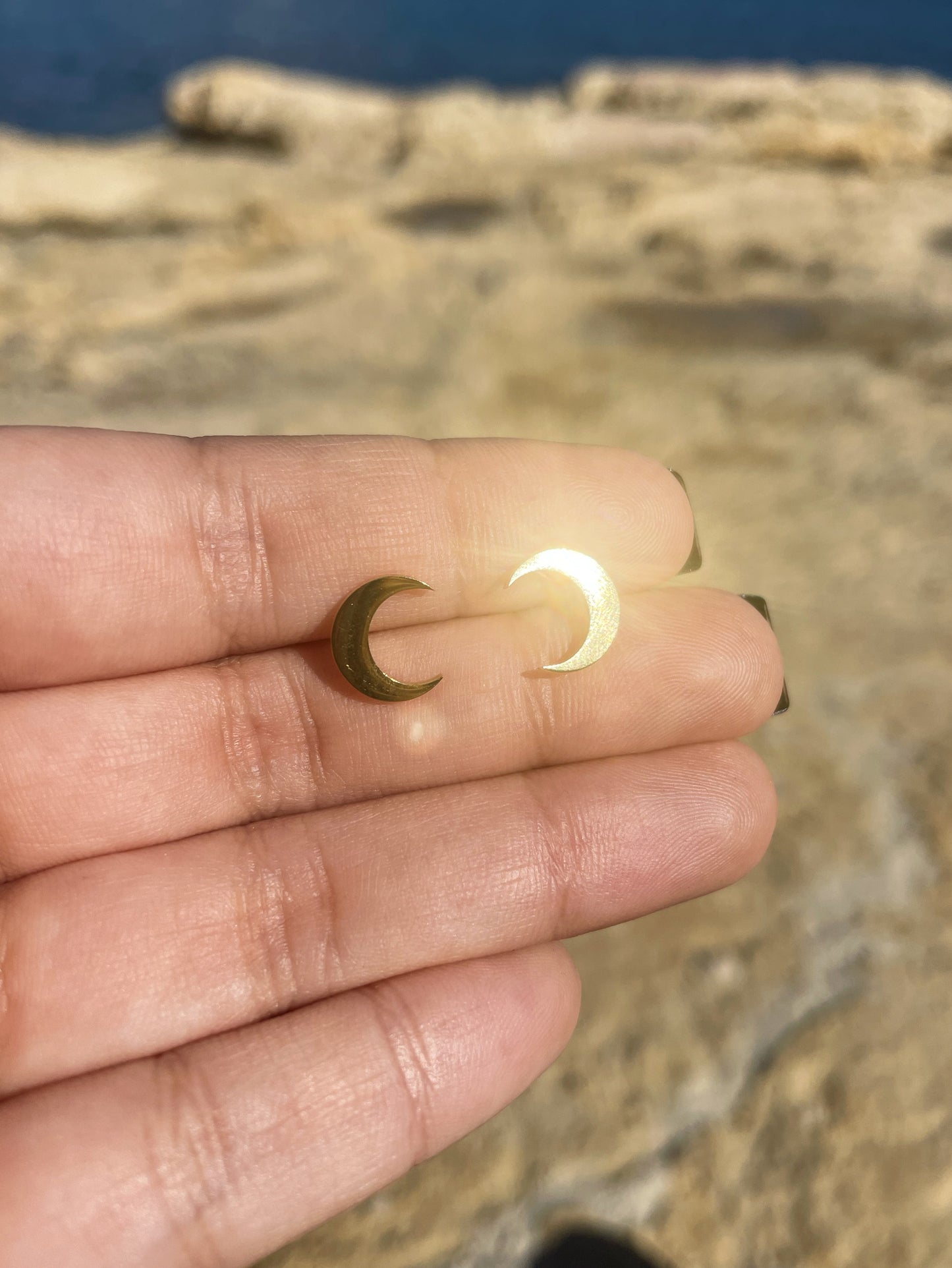 Crescent Moon Silver, Gold Earrings