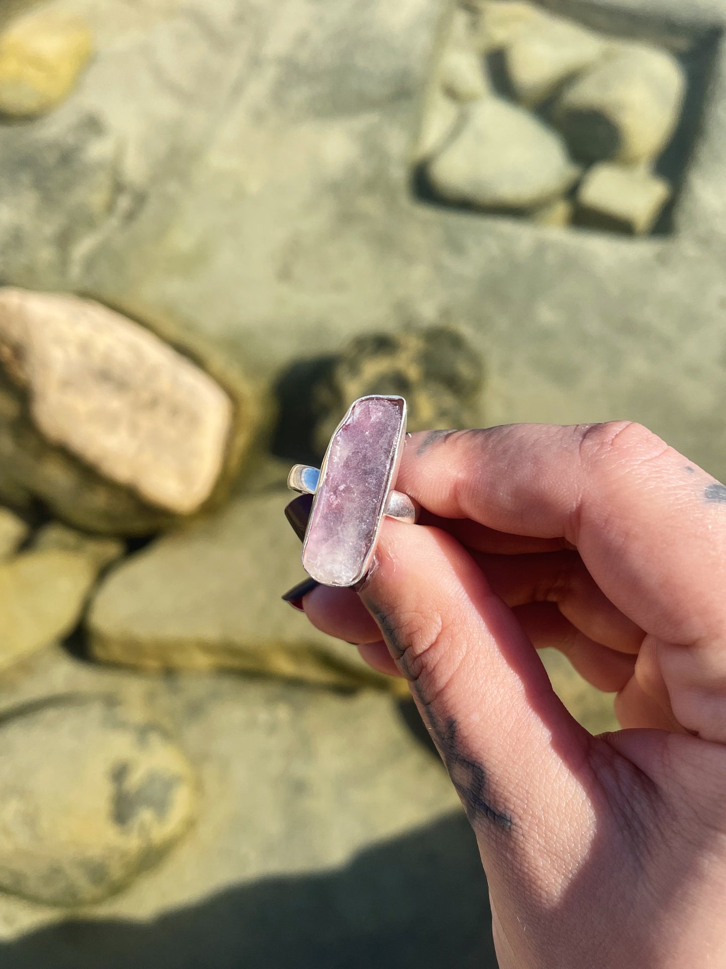 Chevron Amethyst Silver Ring