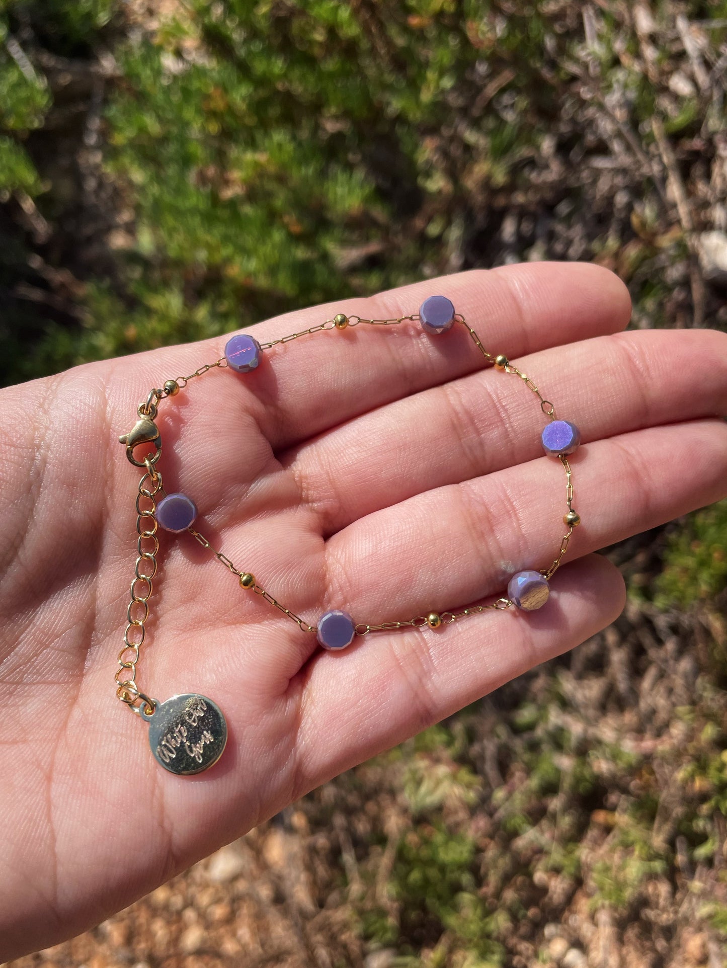 Purple Beads Gold Bracelet