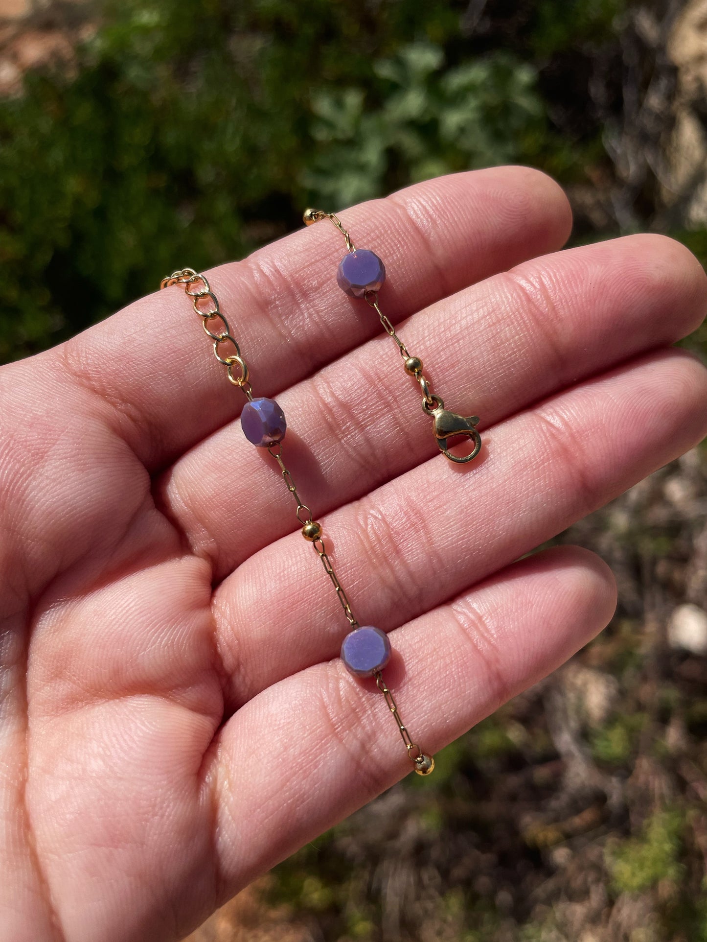 Purple Beads Gold Bracelet