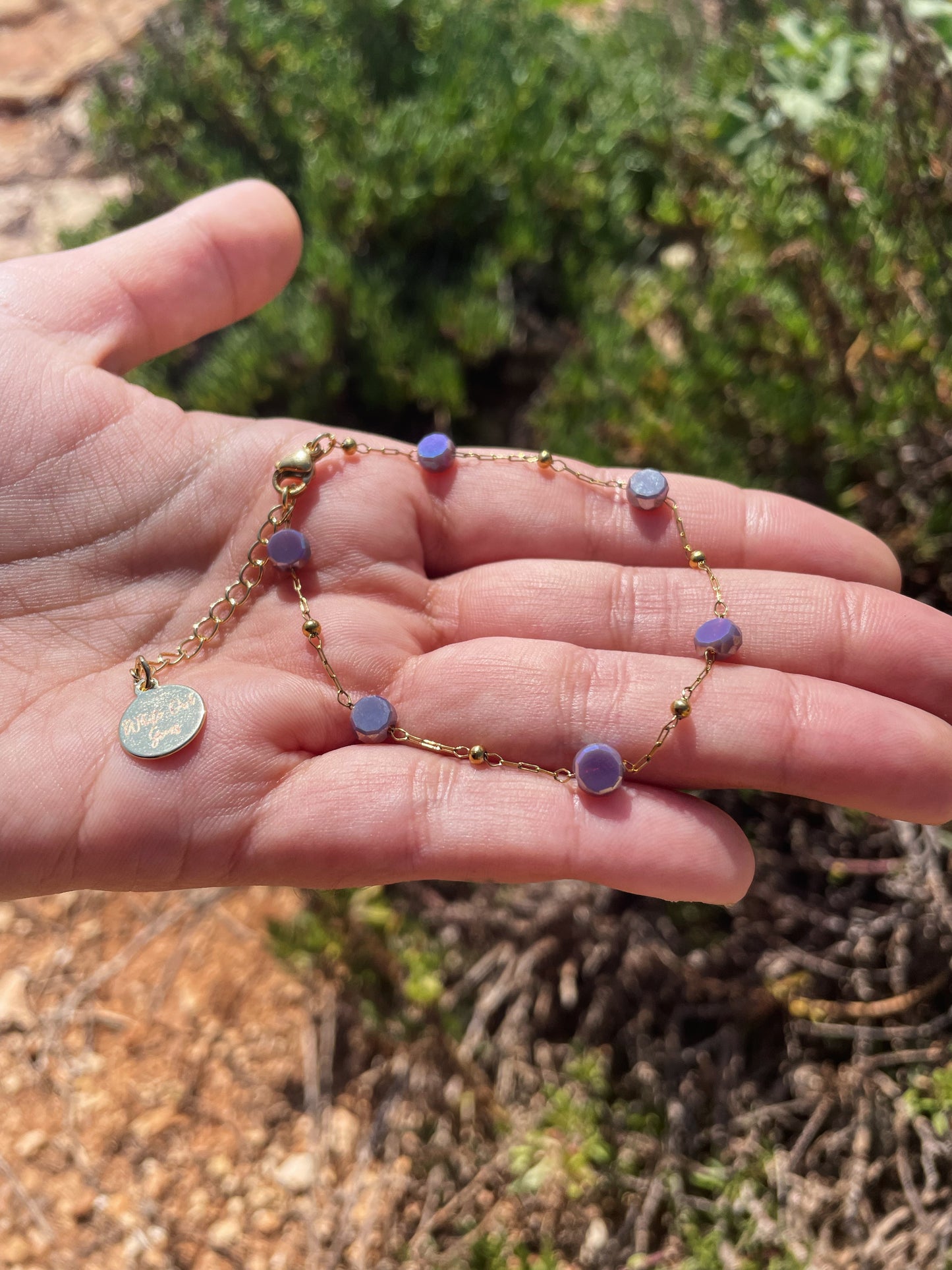 Purple Beads Gold Bracelet