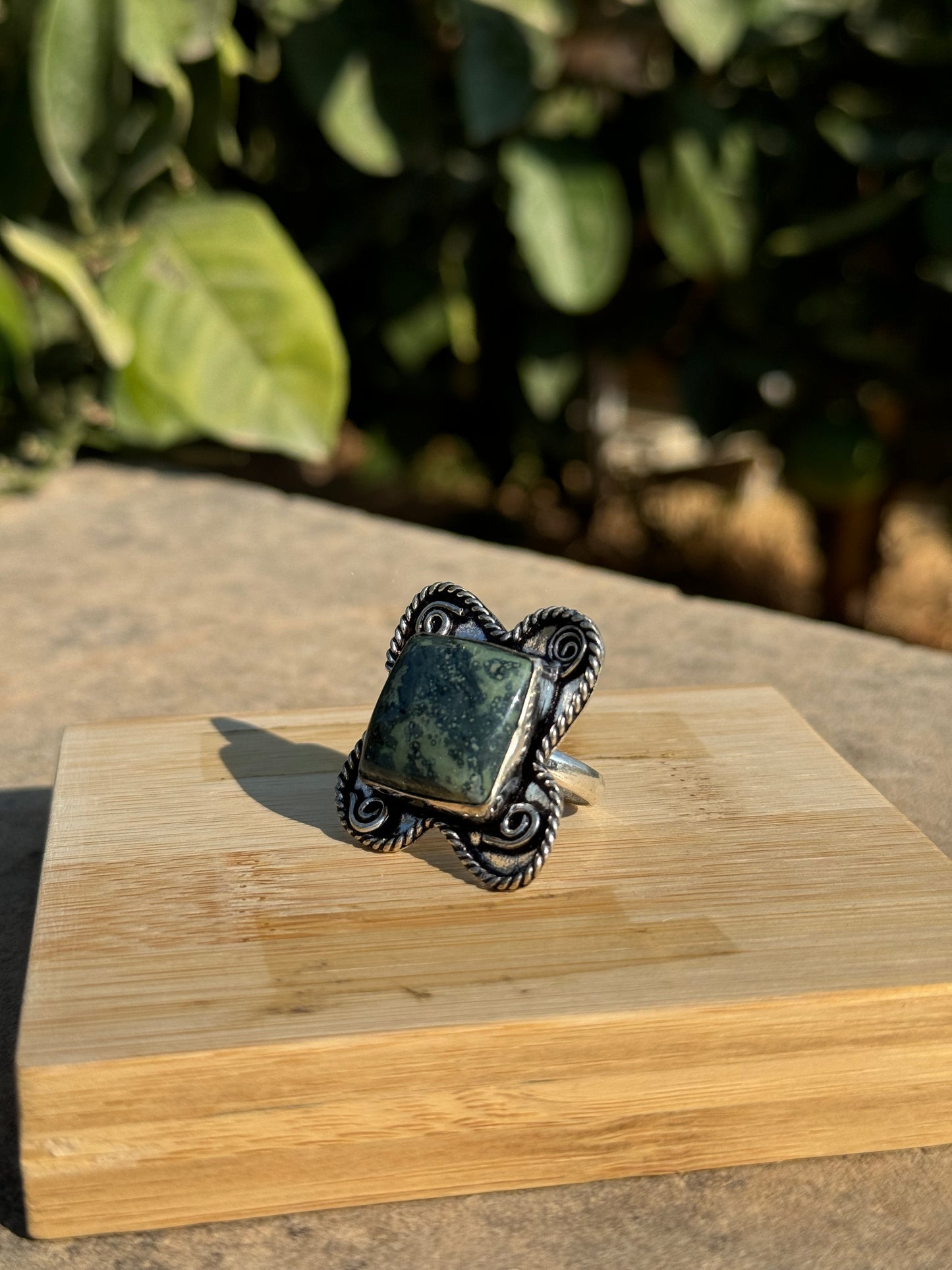 Jasper Ornamental Silver Ring