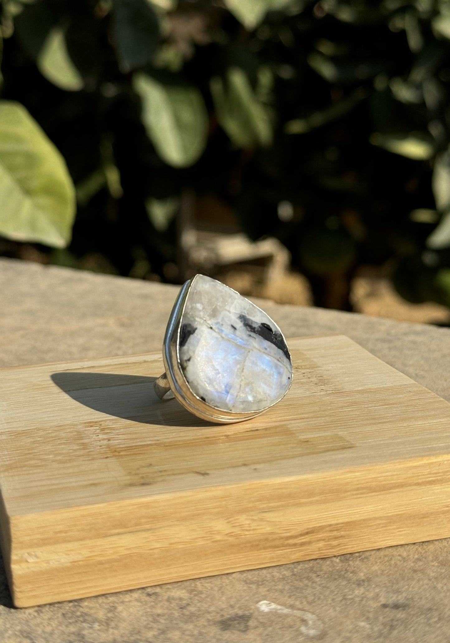 Rainbow Moonstone Silver Ring