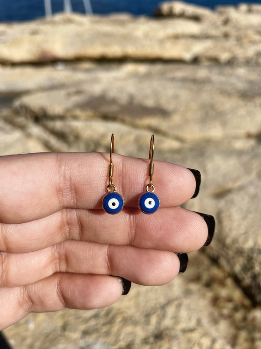 Evil Eye Dainty Gold Earrings