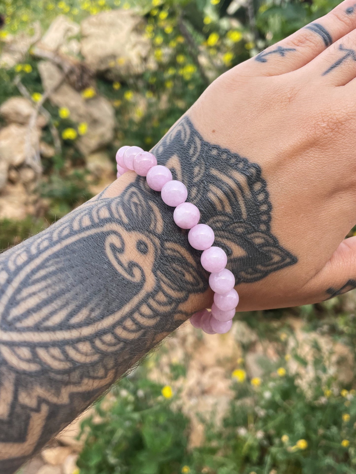 Pink Lepidolite Beads Bracelet