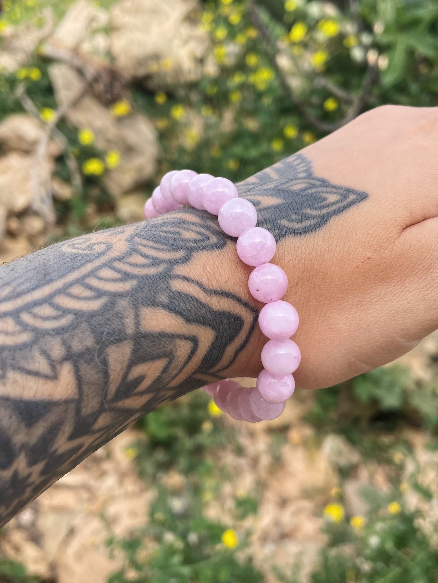 Pink Lepidolite Beads Bracelet