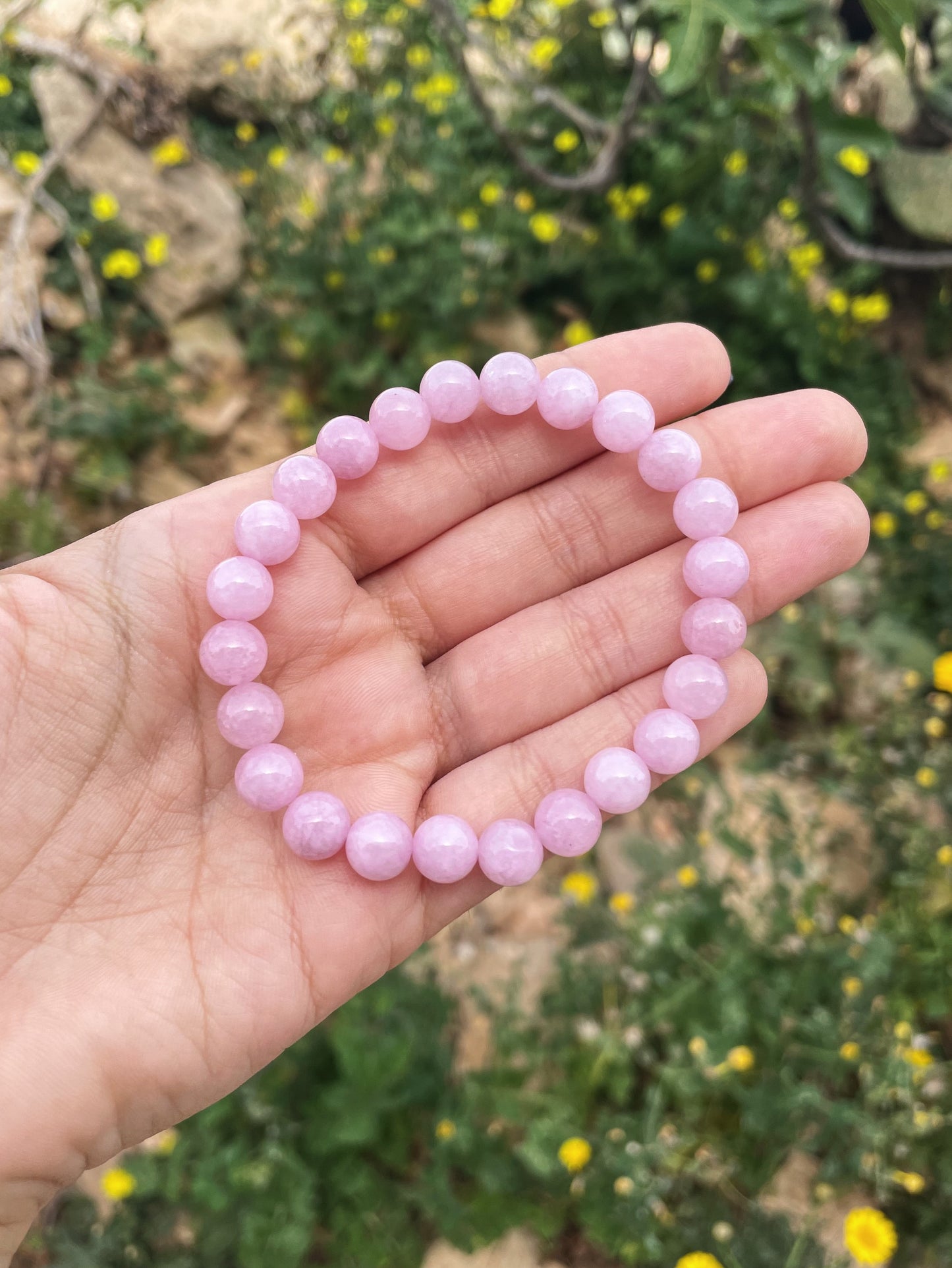 Pink Lepidolite Beads Bracelet