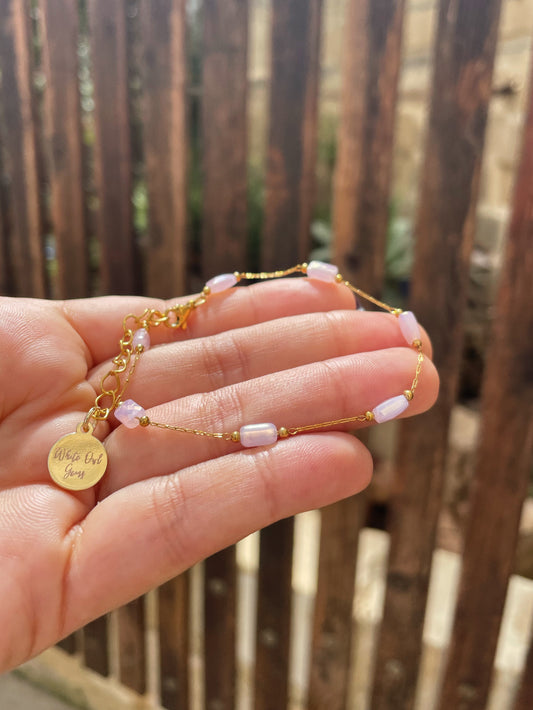 Pink Beads Gold Bracelet