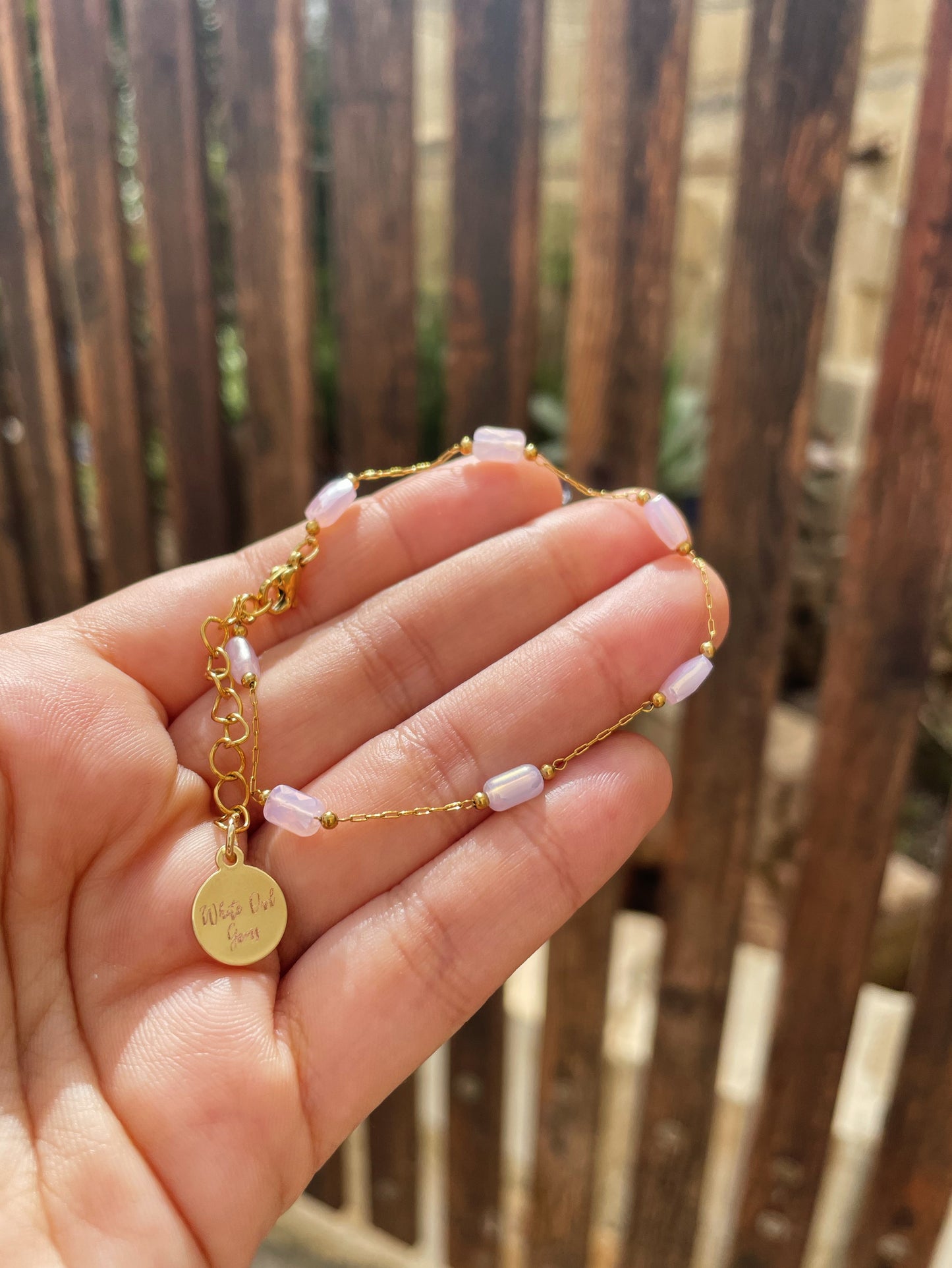 Pink Beads Gold Bracelet