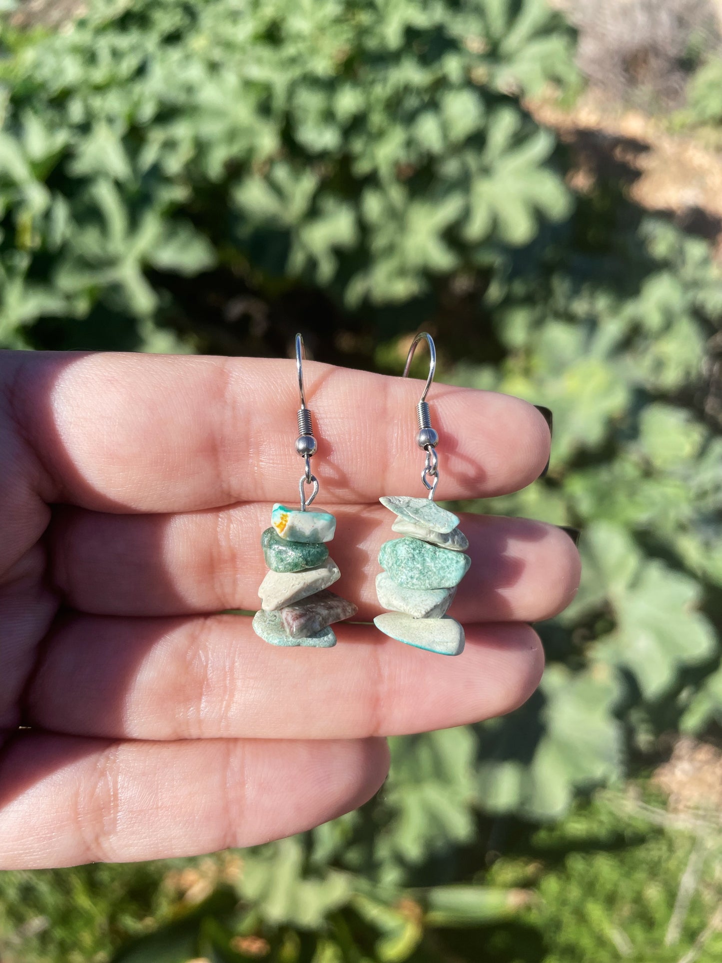 Agate Chips Silver, Gold Earrings ︱ Repurposed