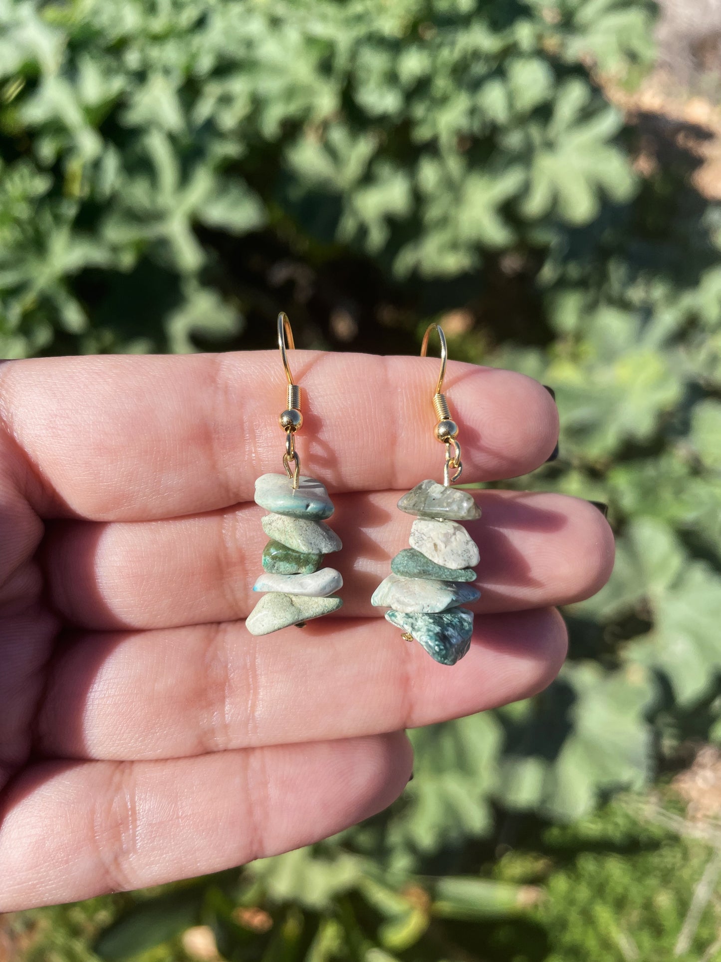 Agate Chips Silver, Gold Earrings ︱ Repurposed