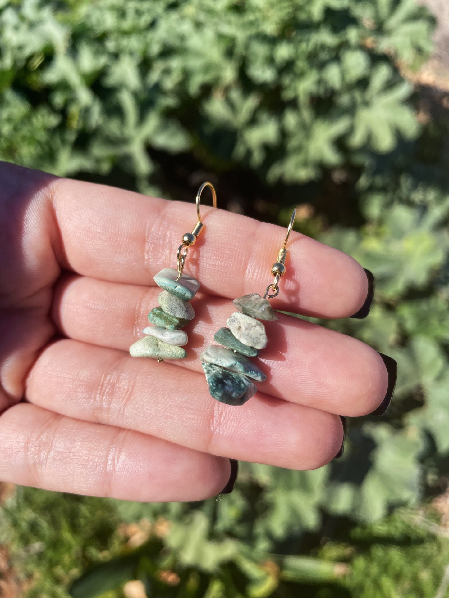 Agate Chips Silver, Gold Earrings ︱ Repurposed