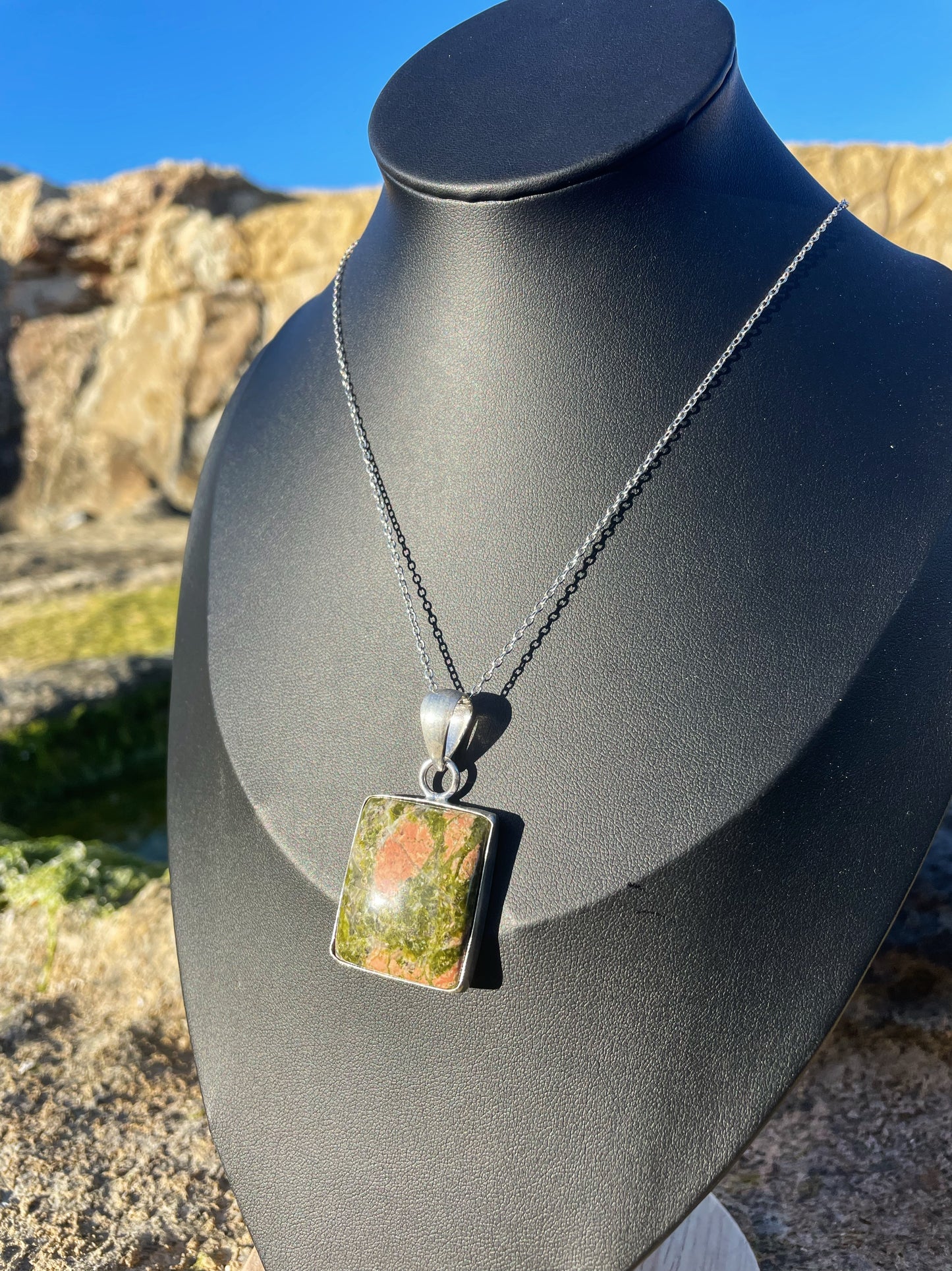 Unakite Silver Necklace