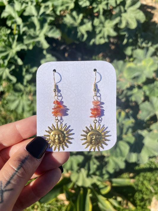 Carnelian Chips and Sun Gold Earrings ︱ Repurposed