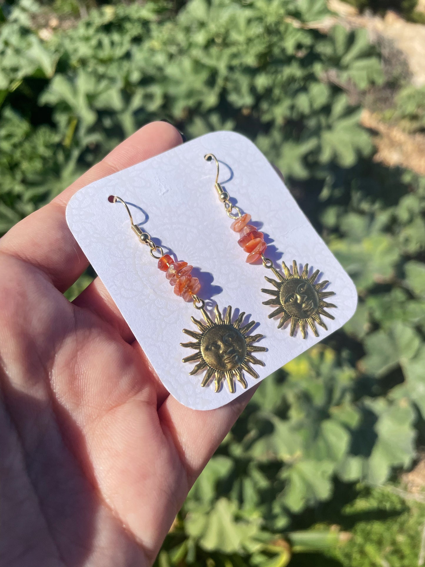 Carnelian Chips and Sun Gold Earrings ︱ Repurposed