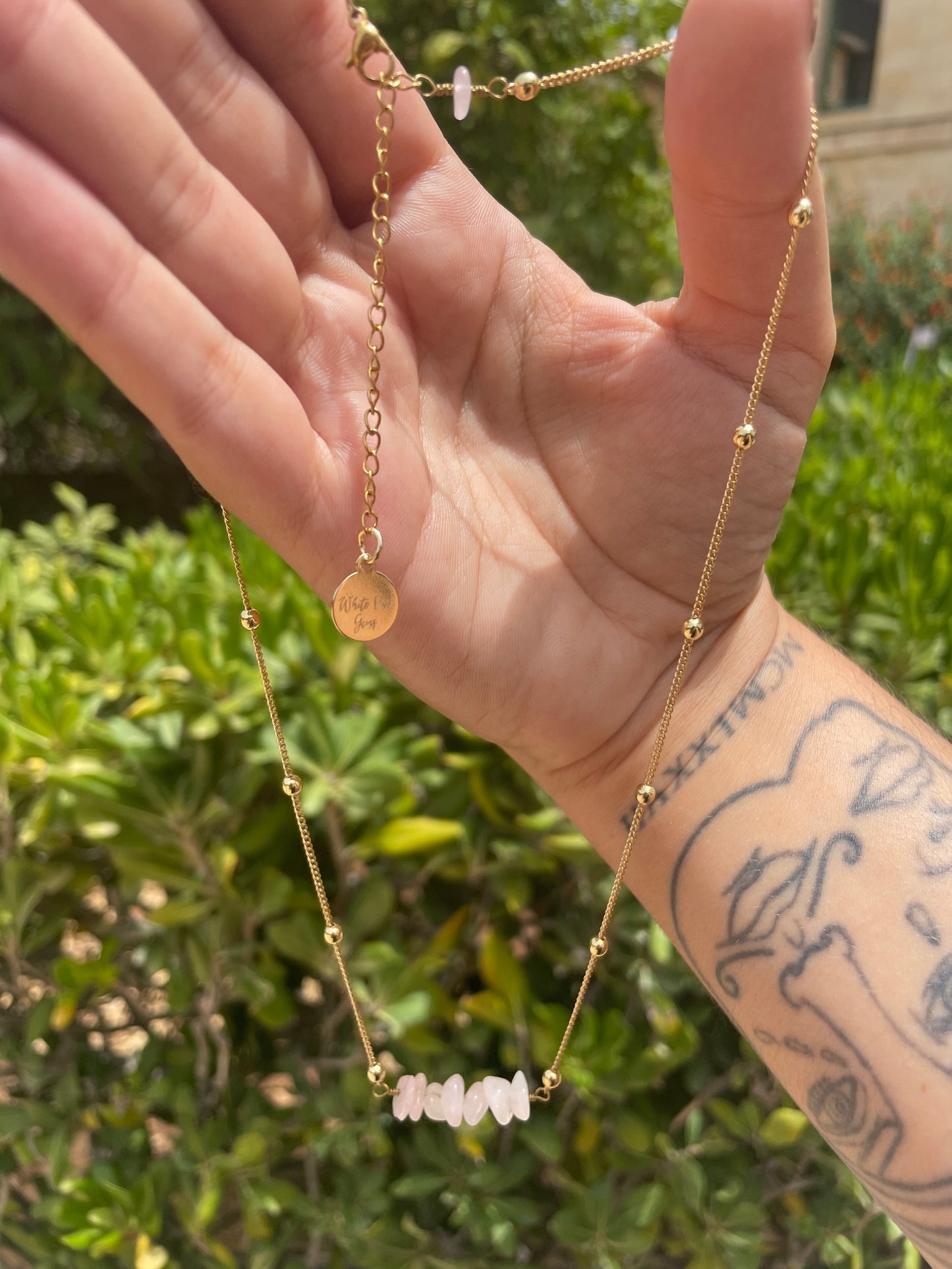 Rose Quartz, Carnelian, Lapis Lazuli, Aventurine, Tiger's Eye, Amethyst, Gold Necklace