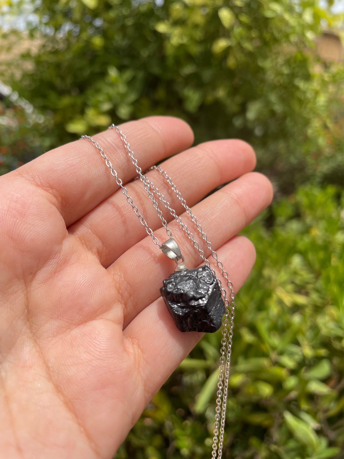 Black Tourmaline Silver Necklace