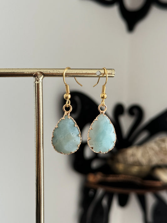 Aventurine Teardrop Gold Earrings