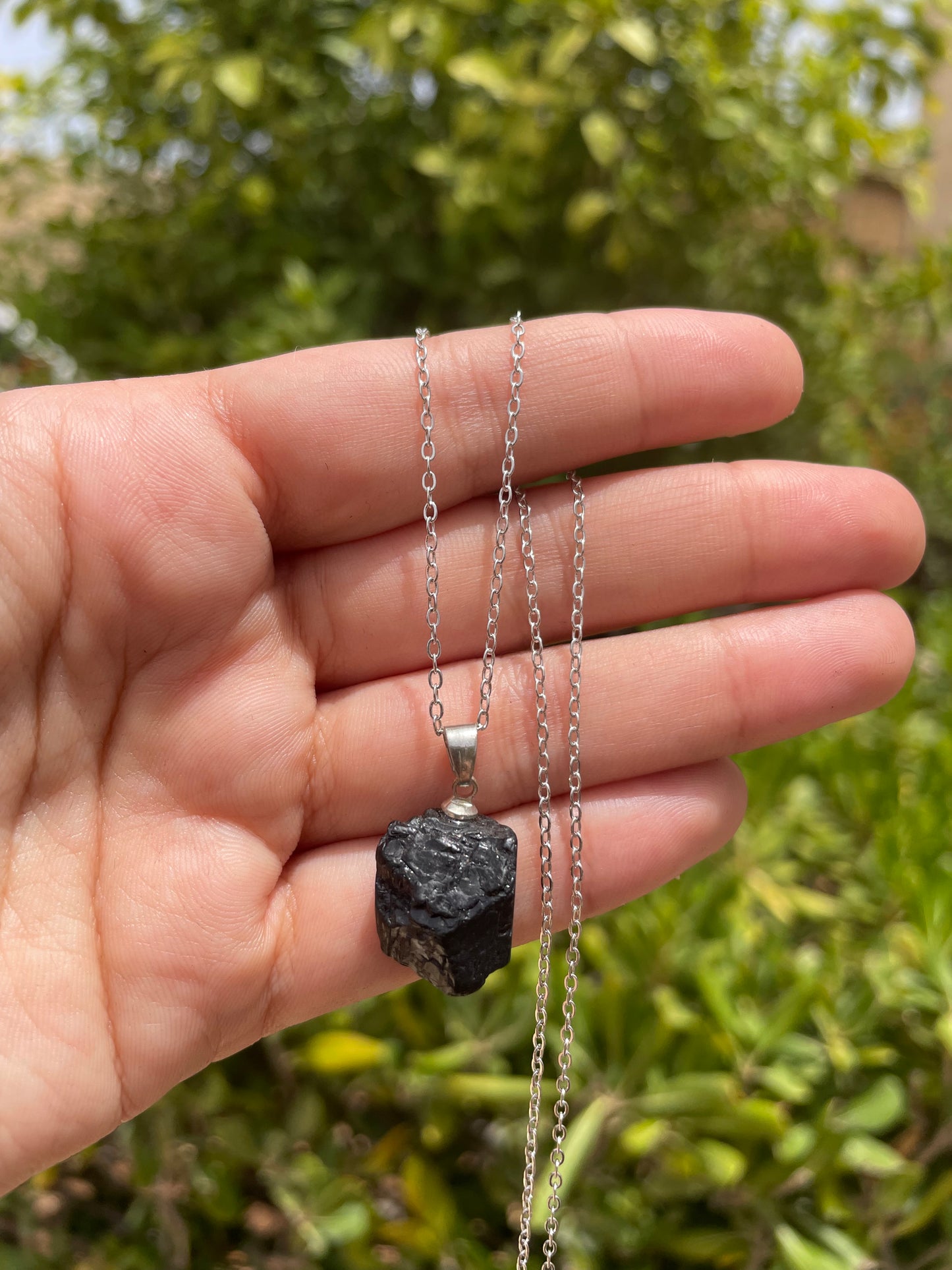 Black Tourmaline Silver Necklace