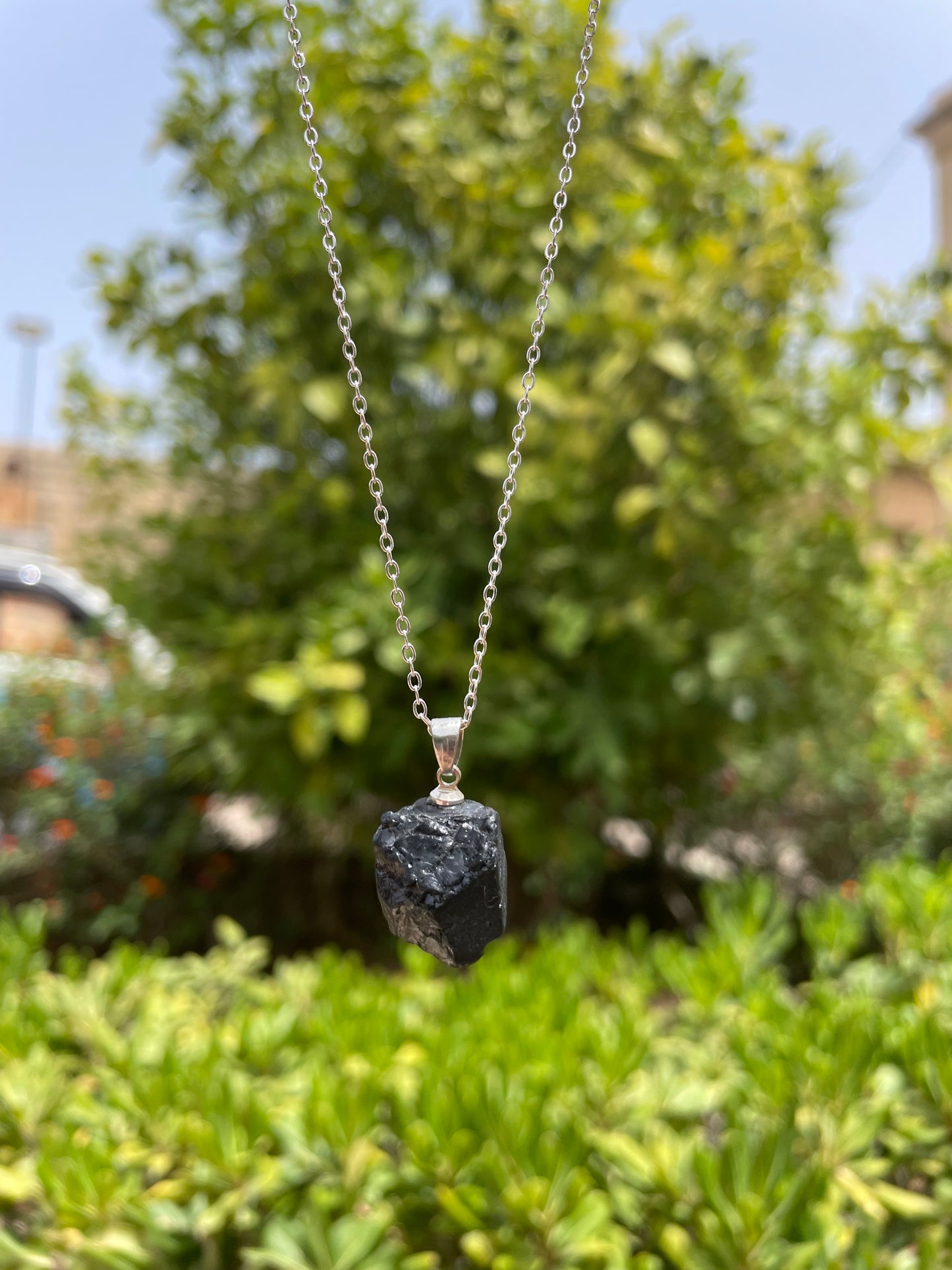 Black Tourmaline Silver Necklace