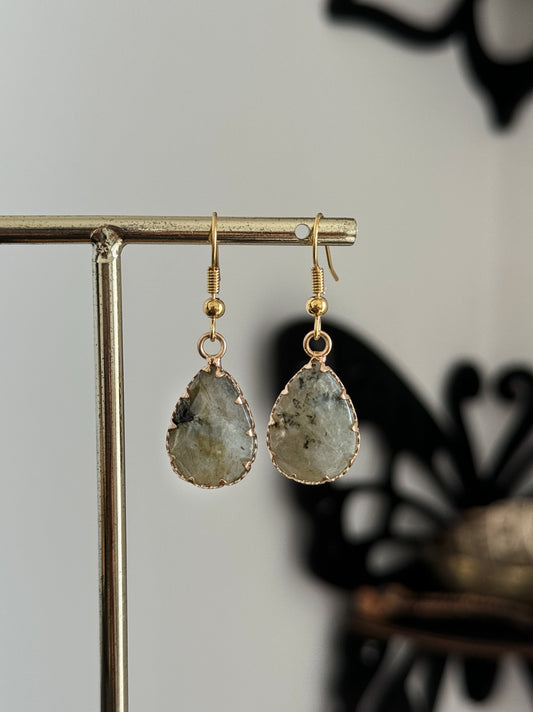 Labradorite Teardrop Gold Earrings